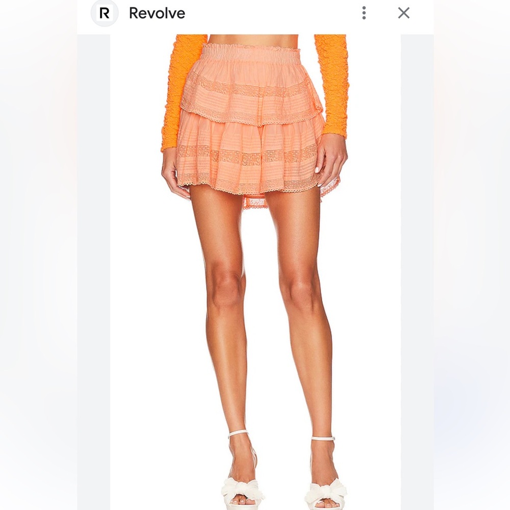 LoveShackFancy Coral Lace Skirt